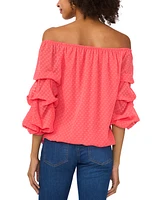 Vince Camuto Women's Textured Off-the-Shoulder Bubble-Sleeve Top