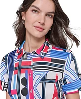 Karl Lagerfeld Paris Women's Printed Short-Sleeve Shirtdress