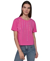 Karl Lagerfeld Paris Women's Embellished Logo T-Shirt