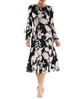 julia jordan Women's Printed Tie-Waist Tie-Cuff Dress