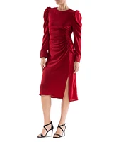 julia jordan Women's Puff-Sleeve Round-Neck Dress