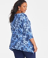 Jm Collection Plus Jacquard Swing Top, Exclusively at Macy's