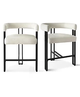 Maison Boucle Set of 3 Modern Velvet Counter Stools,Armrest Bar Stools for Kitchen with Legs Design-Maison