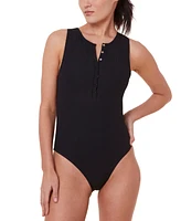 Andie Women's Malibu Snap-Front Ribbed One-Piece Swimsuit