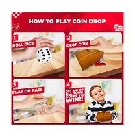 Swooc Coin Drop | Simple + Strategic Dice Games For Families with Coins Included For 2-6 Players | Works With Pennies Too