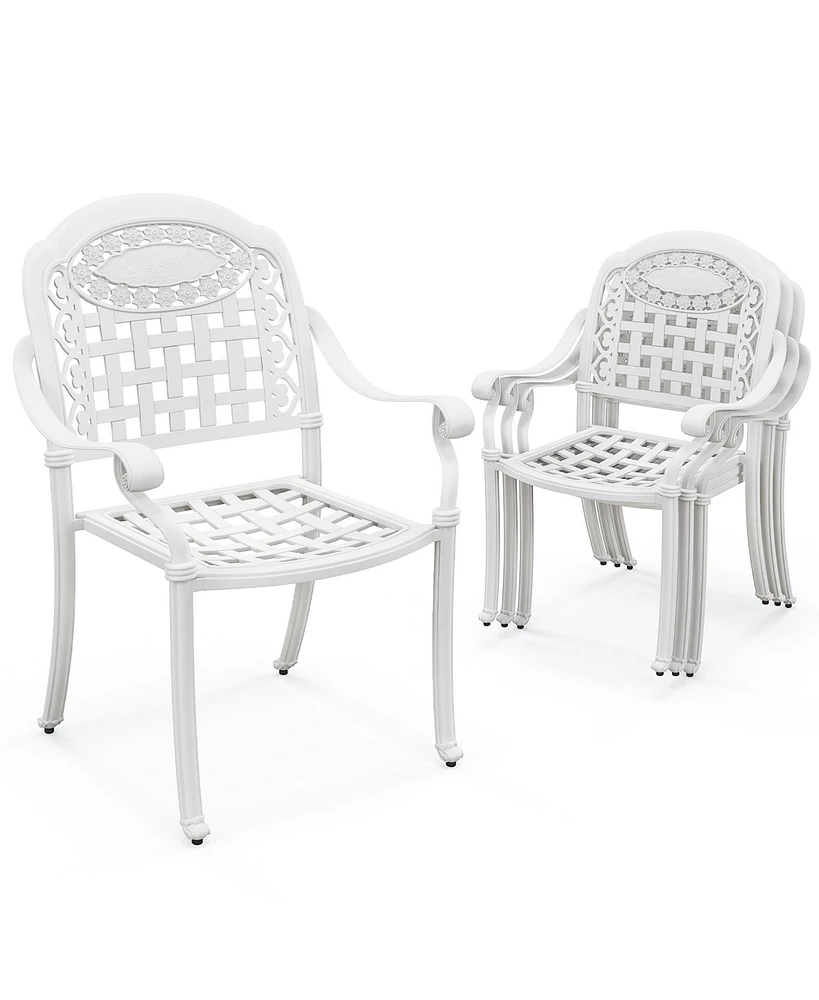 Gymax 4 Pieces Cast aluminum patio chair bistro dining chair outdoor cast aluminum chair