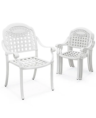 Gymax 4 Pieces Cast aluminum patio chair bistro dining chair outdoor cast aluminum chair