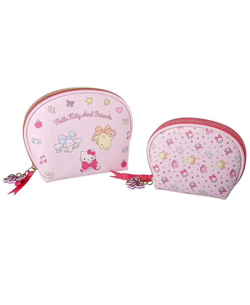 Hello Kitty Sanrio Friends Large and Small Dome Cosemtic Travel Bag Set