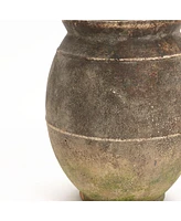 LuxenHome Rustic Ginger Root Brown Terracotta 13.6-Inch Tall Indoor and Outdoor Urn Vase