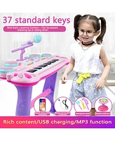 Sugift 37-Key Kids Electronic Piano Keyboard with Multiple Sounds and Lights Microphone