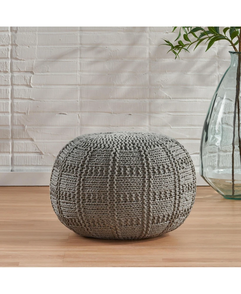 Streamdale Furniture Yuny Knitted Cotton 20 X 20 Round Pouf