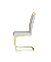 Streamdale Furniture Modern Dining Chairs, Pu Faux Leather High Back Upholstered Side Chair with C-shaped Tube. Plating Golden Metal Legs for Dining R