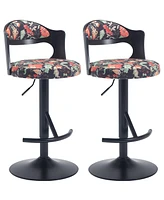 Streamdale Furniture Adjustable Swivel Bar stool Solid wood backrest for Kitchen Counter and Dining Room 2pcs Black