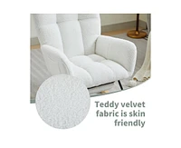 Modern Nursery Rocking Chair, Upholstered Glider Chair with High Backrest