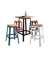 Streamdale Furniture Jacotte Bar Stool (1Pc) in Natural & Red