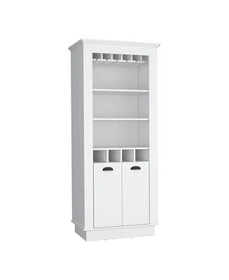 Gale Bar Cabinet Elegant Multi-Storage Unit with Built-in Bottle and Glass Racks, White