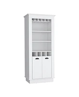 Depot E-Shop Gale Bar Cabinet Elegant Multi-Storage Unit with Built-in Bottle and Glass Racks, White