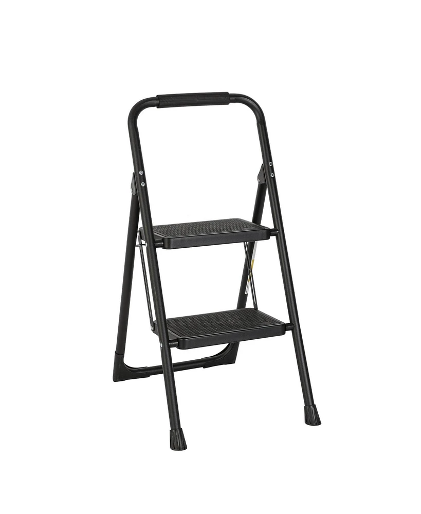 Flynama 2 Step Ladder Portable Folding Ladder Stool for Adults with Wide Anti-Slip Pedal