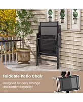 Costway 1 Pcs Patio Folding Dining Chair with 7-Level Adjustable High Backrest for Garden