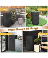 Costway 1 Pcs 31 Gallon Outdoor Trash Can Waste Bin with Dual Lid & Pull-out Drawer Backyard