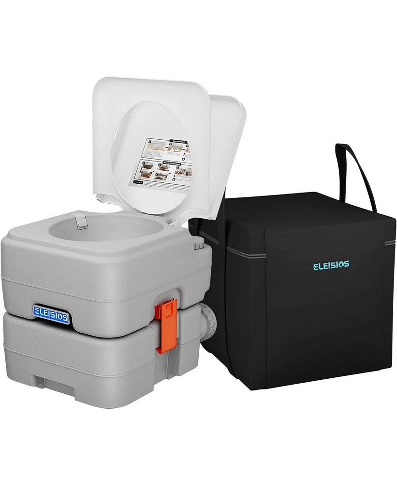 Eleisios Portable Toilet 5.8 Gallon,Rv Toilet with Carry Bag,Camping Toilet With Anti-Leak Handle Water Pump, for Rv Travel, Boat and Trips