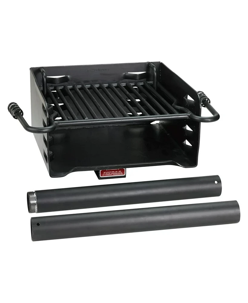 Pilot Rock H-16 B6X2 Park Style Steel Outdoor Bbq Charcoal Grill and Post, Black