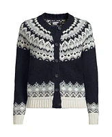 Lands' End Women's Cozy Lofty Fair Isle Cardigan Sweater