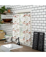 No. 918 Brew Coffee Shop Semi-Sheer Rod Pocket Kitchen Curtain Valance and Tiers Set