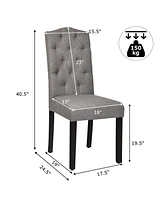 Gymax Set of Tufted Dining Chair Upholstered w/ Nailhead Trim & Rubber Wooden Legs
