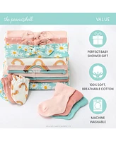 The Peanutshell Baby Girls Carefree Floral Newborn Layette Set Girls, 16-Pieces, Pink/Aqua