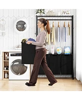 gaomon Heavy Duty Garment Rack, Adjustable Clothes Rack for Hanging Clothes Capacity with Laundry Sorter 3 Section