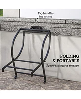 Outsunny 17" Folding Firewood Rack with Carrier, Wood Storage Holder