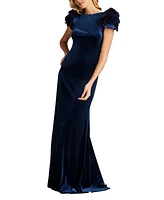 Tadashi Shoji Women's Maylee Rosette-Shoulder Velvet Gown