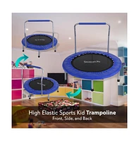 SereneLife Kids Size Sports Trampoline with Handrail and Coil Spring - SLSPT365