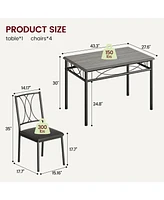 gaomon Dining Table Set for 4, Kitchen Table and Chairs, Dining Room Table Set with 4 Upholstered Chairs,Kitchen Table Set,Grey
