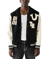 True Religion Men's Colorblocked Hooded Varsity Jacket