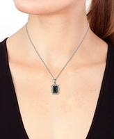 Effy Onyx Rope-Framed 18" Pendant Necklace in Sterling Silver & 14k Gold-Plate