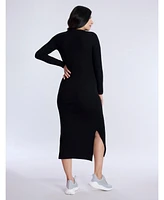 Motherhood Maternity Crew Neck Rib Knit Long Sleeve Column Dress