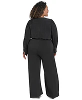 Dkny Plus Surplice-Neck Tie-Waist Jumpsuit