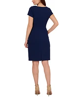 Adrianna Papell Women's Notched-Neck Pleated Sheath Dress