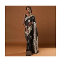 One Minute Saree Petite Hibana Black Art Silk Banarasi Ready to Wear Sari