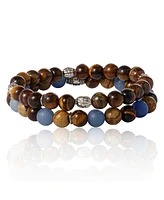 Lucky Brand Tiger s Eye & Sodalite Beaded Stretch Bracelets - Natural Stone Bracelet Set for Men