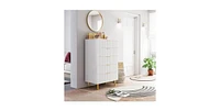 gaomon White Dresser, Modern 5 Drawer Dresser for Bedroom with Gold Handle and Large Drawer