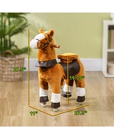 Qaba Ride on Horse, Walking Horse Toy Kids Plush Riding Pony w/ Wheels