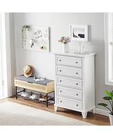 gaomon 5 Drawers Dresser for Bedroom, White Dresser with Wide Drawers, Wood Chest of Drawers, Tall Dresser for Bedroom