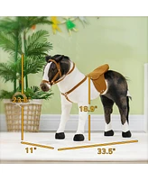 Qaba Ride on Horse for Toddlers 3-8 Years with Neighing, Padding, Brown