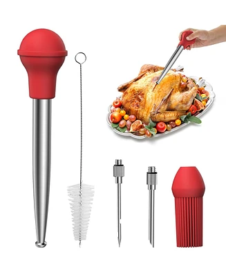 Vondior Turkey Baster Stainless Steel with Basting Brush and Marinade Injector Needles