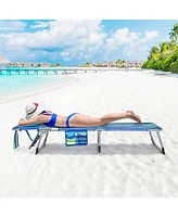 Sugift Folding Beach Lounge Chair with Pillow for Outdoor