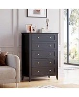 gaomon White 5 Chest of Drawer Dresser