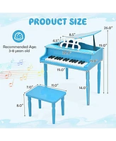 Gymax 30-Key Classic Baby Grand Piano Toddler Toy Wood w/ Bench & Music Rack